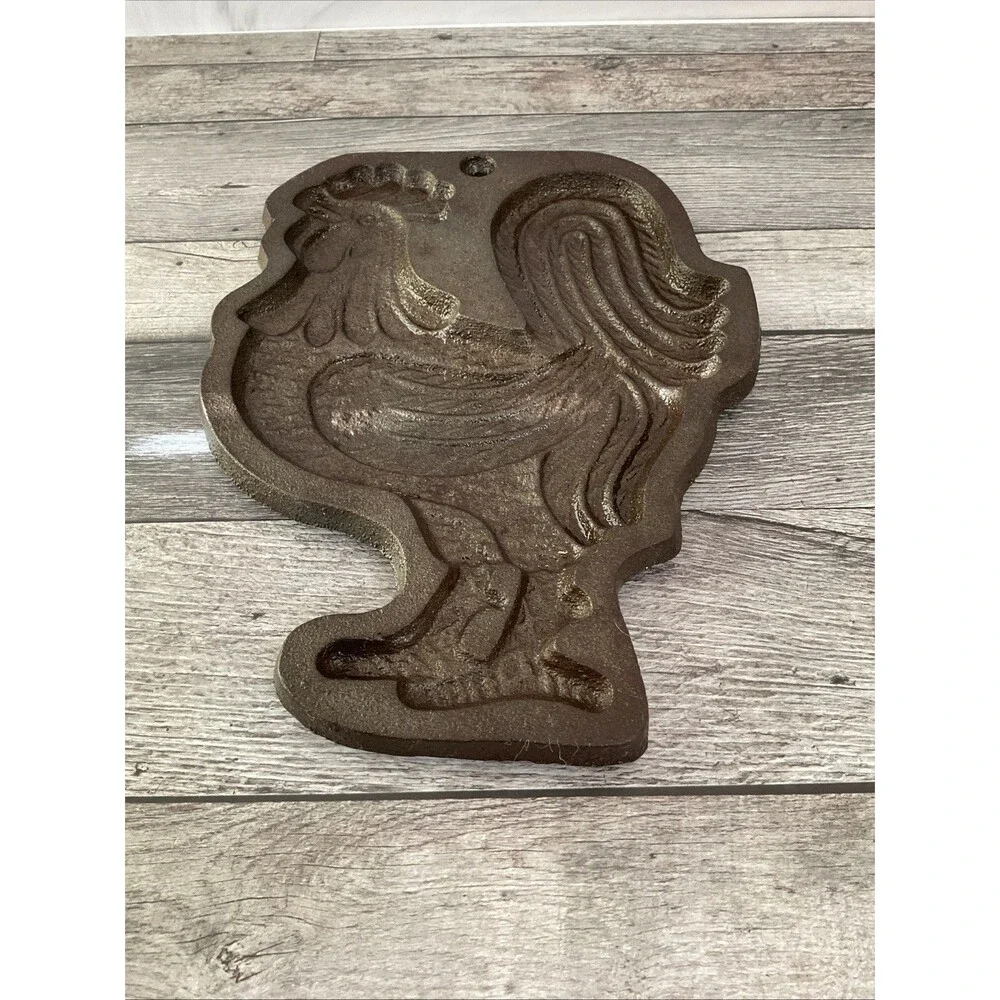 Vintage Cast Iron Rooster Wall Hanging Mould  J. Wright Farmhouse Decor Cookie